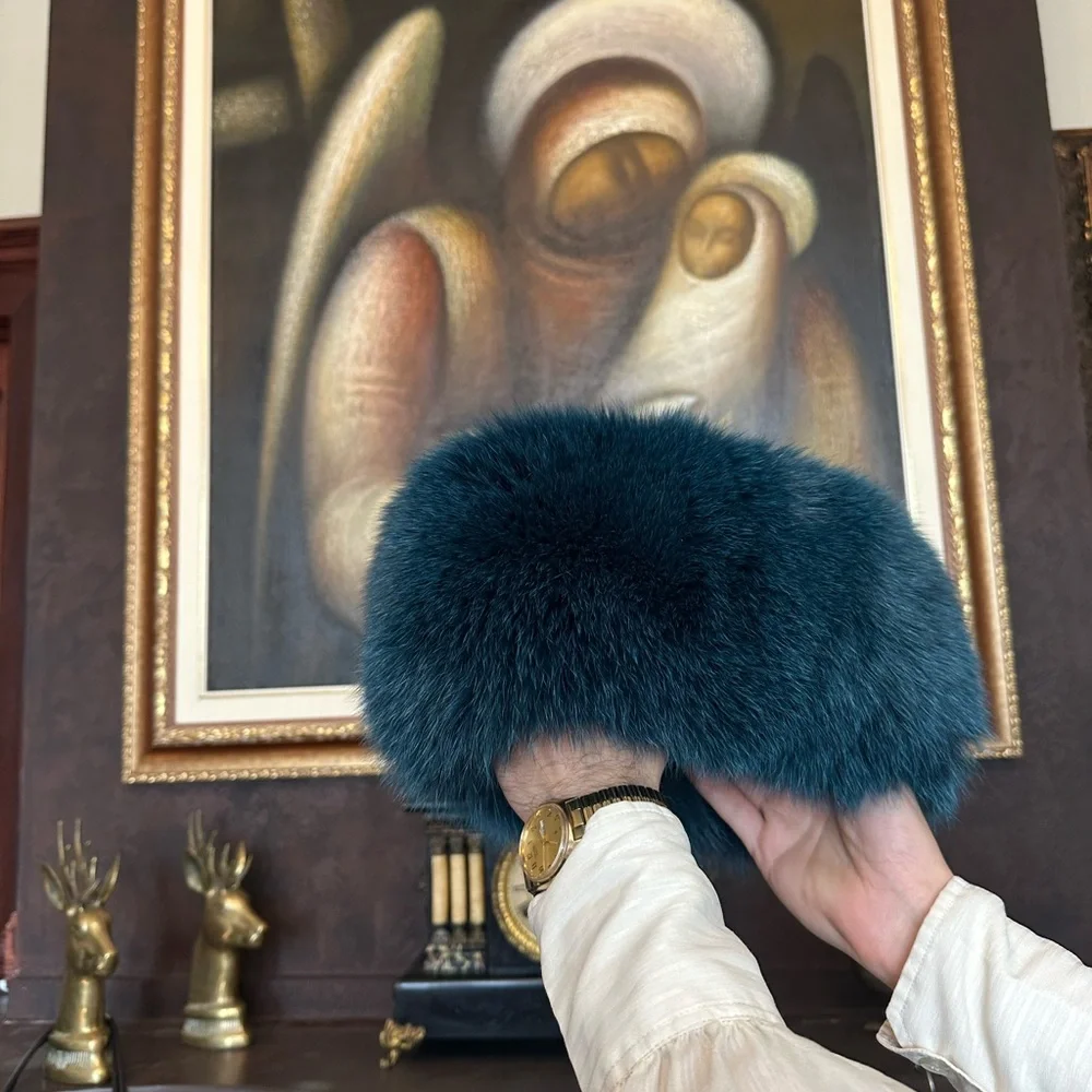 Vintage Teal Fur Headband Or Neck warmer - Picture 5 of 11